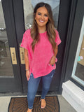 Hot pink mineral washed tee