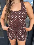 Brown and white polka dot halter top