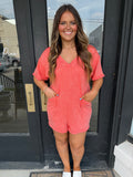 Coral t-shirt romper