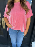 Ribbed flowy top- ruby