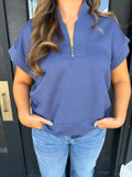 Classy scuba pullover- blue indigo