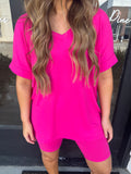 Hot pink buttery soft biker shorts set