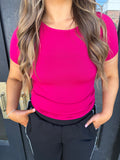 Raspberry jam round neck seamless top