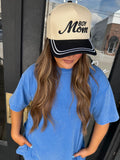 Embroidered Brim Trucker Hat - Boy Mom - Black/Beige