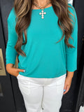Emerald Classic Wrinkle Free Round Neck top