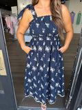 Navy Petals Midi