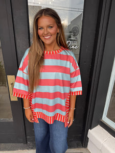 Stripe mix & match top with contrast