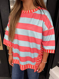 Stripe mix & match top with contrast
