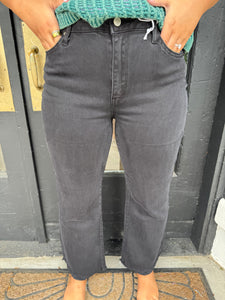 Acid wash boot cut jeans- black
