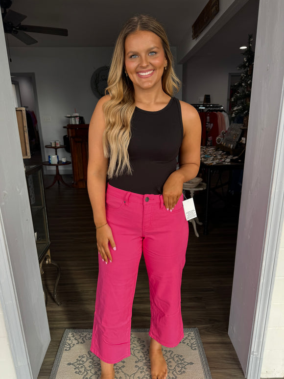 hot pink ultra stretch cropped flares
