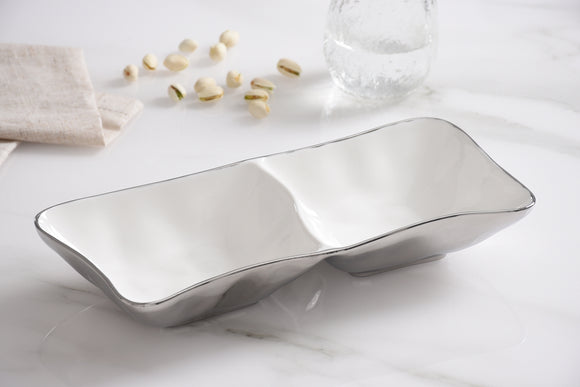 2 Section Server- White & Silver