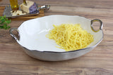 Deep Oval Server- White & SIlver