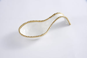 Spoon Rest- Gold & white