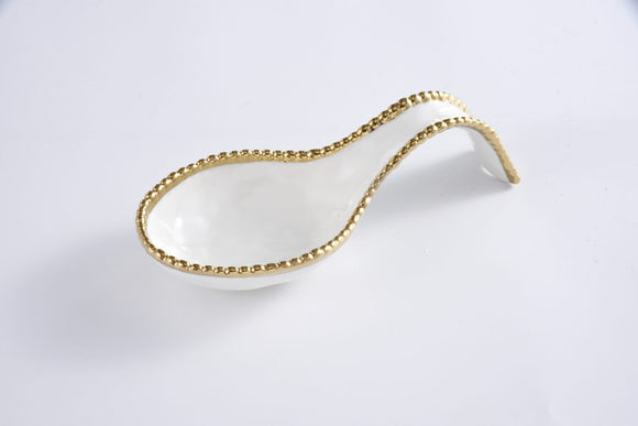 Spoon Rest- Gold & white