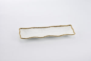 Cracker tray- gold and white