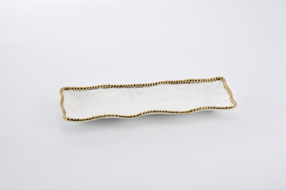 Cracker tray- gold and white