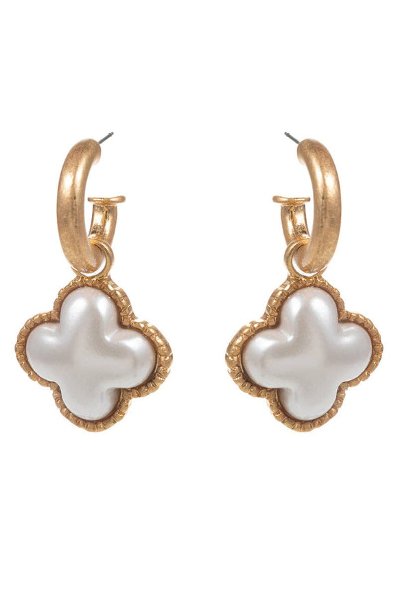 Gold Hoop with Pearl Clover 1