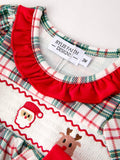 Christmas Plaid Smocking Embroidered Girls Bloomers Romper Set: 6M