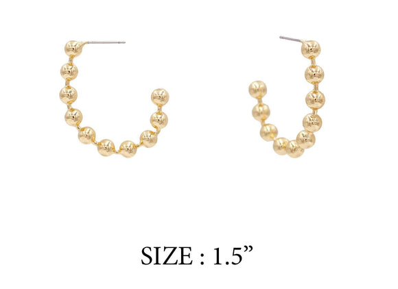 Gold Ball Chain Oval Hoop 1.5