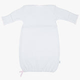 Paty Knit Overlap Shoulder Gown #115: With Bow / Newborn / Pink