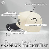 Embroidered Brim Trucker Hat - Boy Mom - Black/Beige