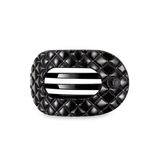 Flat Round Hair Clip | Medium | Jet Black Quilted