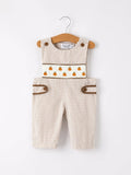 Halloween & Thanksgiving Pumpkin Smock Embroidered Boys Romper: 6M