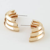 Triple Heart Arch Hoop Earrings: GD