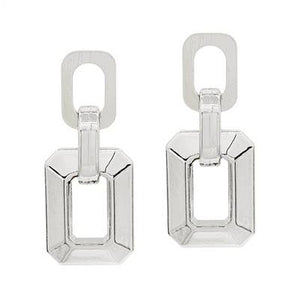 Silver Metallic Open Rectangle 1.25" Earring