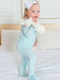 SoftSnooze™ Baby Cotton Modal Blue Breeze Gingham Footed One Piece Pajama: Blue / 0-3m