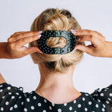 Black Polka Dot Party Large Flat Round Hair Clip