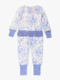 SoftSnooze™ Baby Girls Bamboo Viscose Periwinkle Butterfly Garden Convertible Ruffle One Piece Footie Pajama : Blue / Newborn