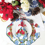 Poinsettias Scalloped Dinner Napkin