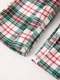 Christmas Jonjon Plaid Smocking Embroidered Boys Romper: 3M