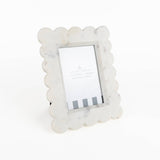 White Scalloped Marble 4x6 Picture Frame