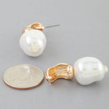Polished Abstract Pearl Stone Drop Earrings: GCR
