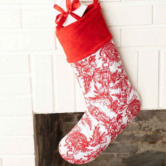 Nutcracker Toile Quilted Stocking