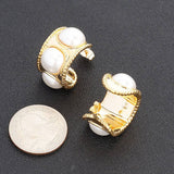 Faux Pearl Metal Mini Hoop Earring: GD