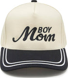 Embroidered Brim Trucker Hat - Boy Mom - Black/Beige
