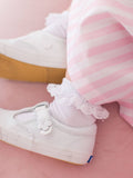 Girls White 3-Pack Ruffle Ankle Socks: White / 0-6m